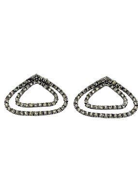 MUSI Rhinestone Shoe Clips Vintage Antiqued Silver Tone Smoky Stones Mid-Century